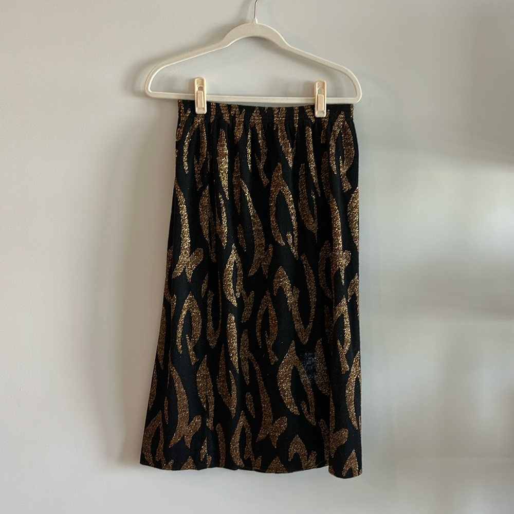 Vintage metallic knit elastic waist skirt
